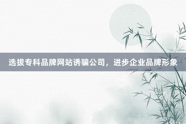 选拔专科品牌网站诱骗公司,进步企业品牌形象